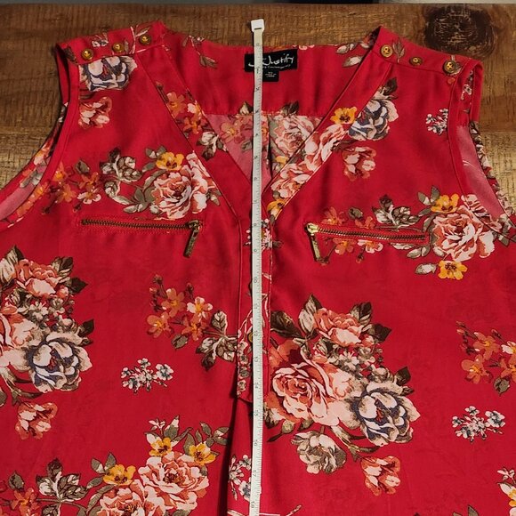 J for Justify Women's Pink Floral Sleeveless Blouse Size XL - Picture 12 of 13